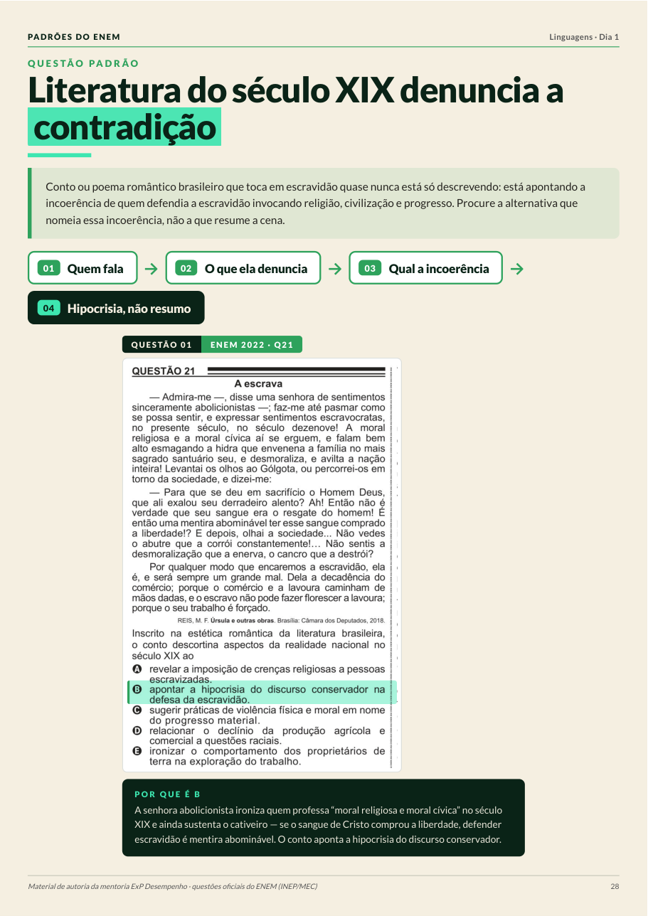 Página do material Padrões do ENEM